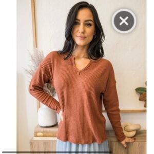 Sozy Sariah Long Sleeve Waffle Knit Top